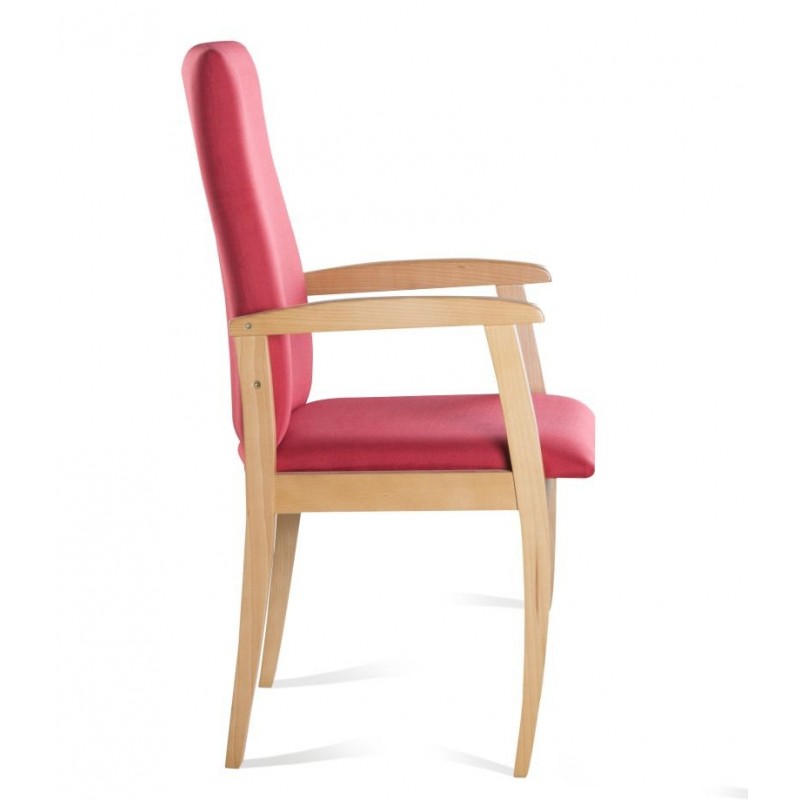 Sillón o silla 011 con respaldo recto y brazos de madera