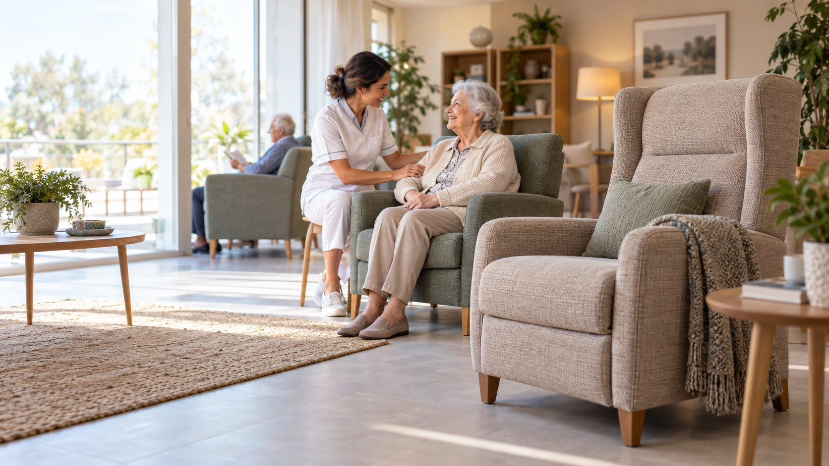 Sillones geriátricos para residencias: criterios que evitan problemas diarios